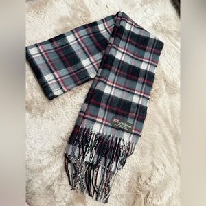 100% Cashmere Plaid Scarf with Fringe